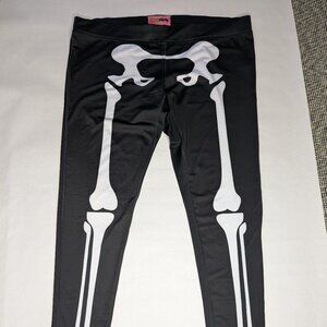 Tipsy Elves Skeleton Black White Leggings Size XL Halloween Costume Casual